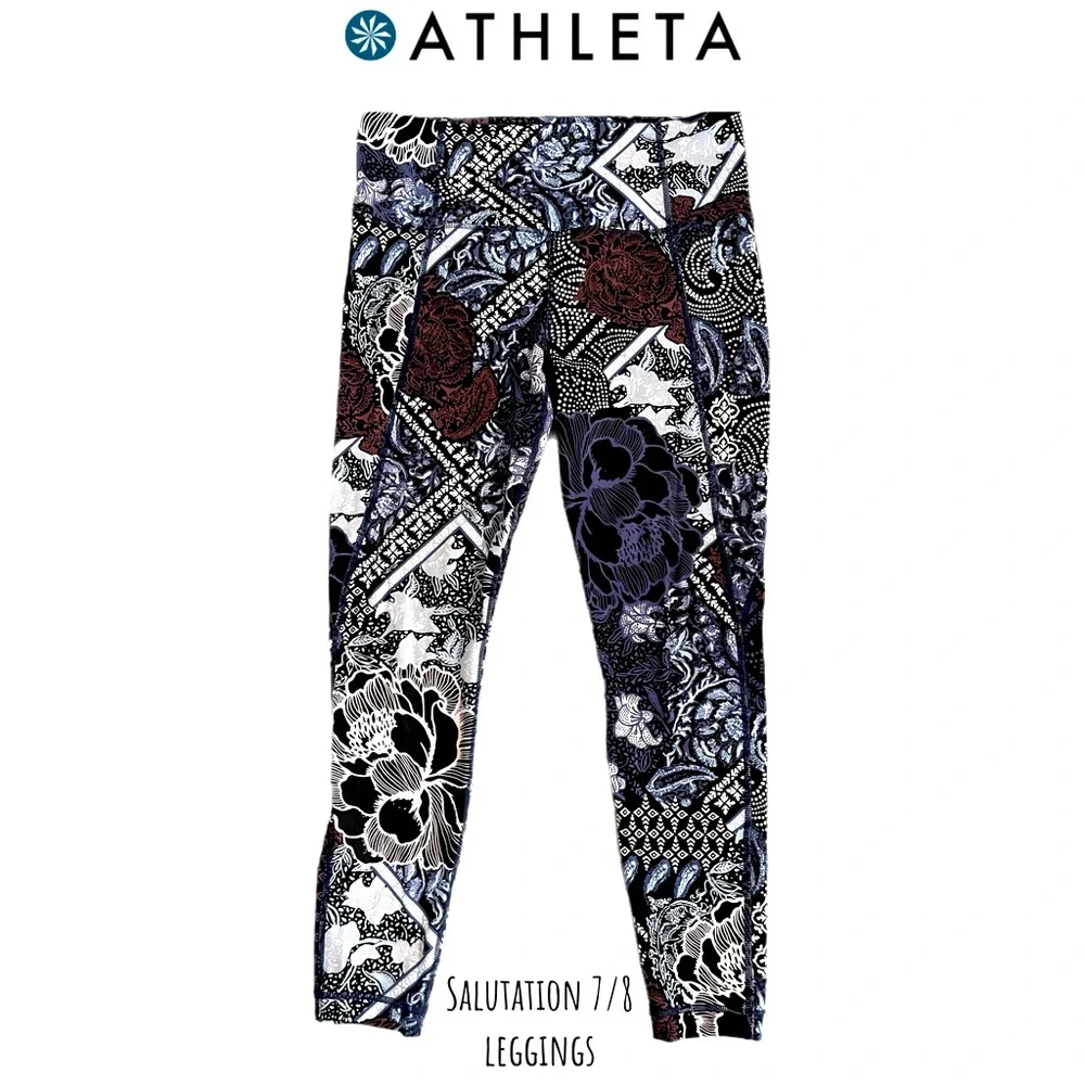 Athleta patchwork Salutation leggings - Picture 2 of 9